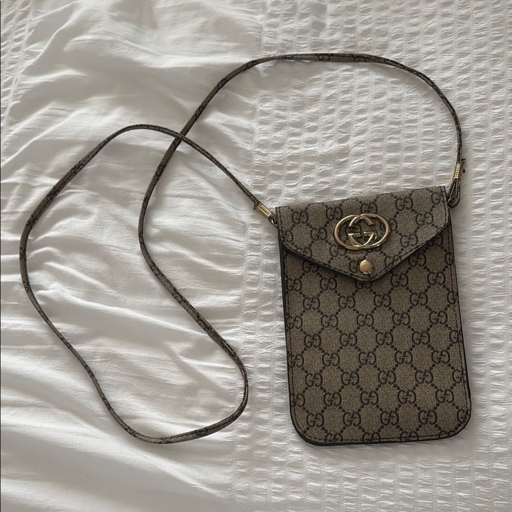 Gucci Tan and Brown Crossbody Bag with GG Monogram